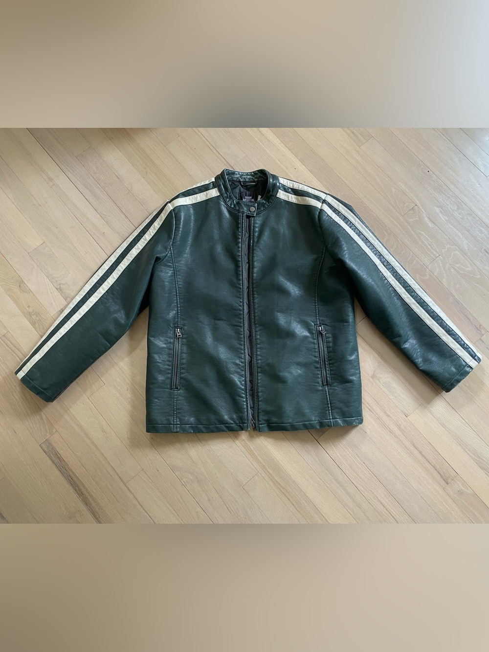 Urban Outfitters Morgan Faux Leather Stripe Moto Jacket